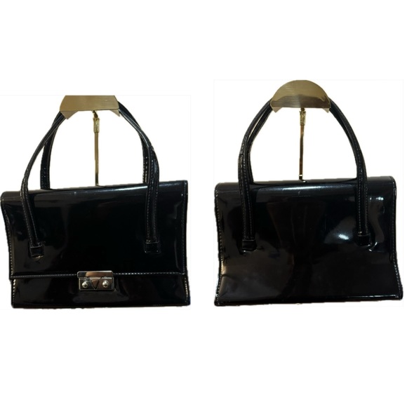 Handbags - Black Shiny 50's Vintage Satchel/Purse